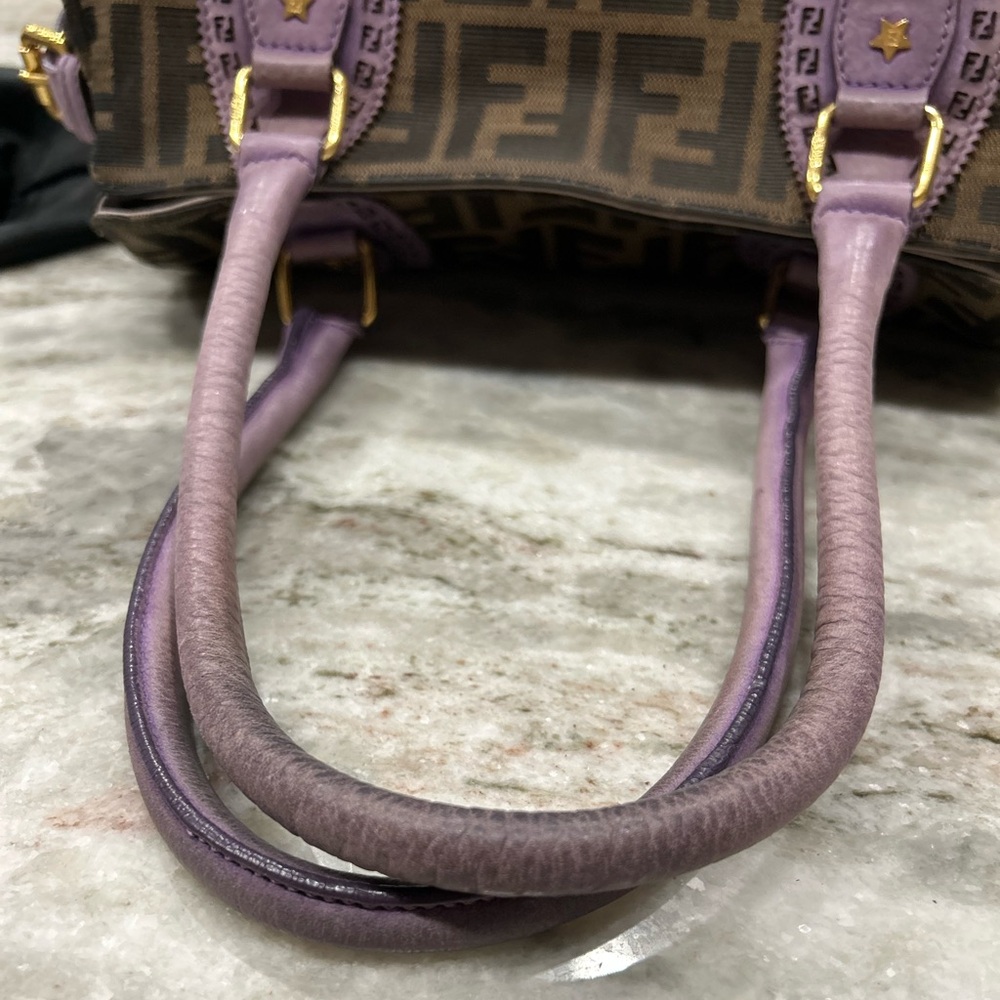 Fendi Zucca Authentic FF Du Jour Brown and Purple Satchel - Picture 13 of 17
